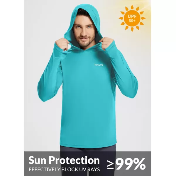 BALEAF Mens Sun Protection Hoodie Shirt UPF 50 Long Sleeve UV SPF TShirts Rash Guard Fishing Swimming LightweightStyle 1blue Curacao