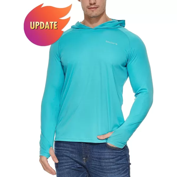 BALEAF Mens Sun Protection Hoodie Shirt UPF 50 Long Sleeve UV SPF TShirts Rash Guard Fishing Swimming LightweightStyle 1blue Curacao