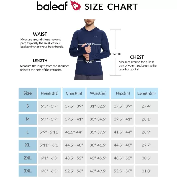 BALEAF Mens Sun Protection Hoodie Shirt UPF 50 Long Sleeve UV SPF TShirts Rash Guard Fishing Swimming LightweightStyle 1deep Blue