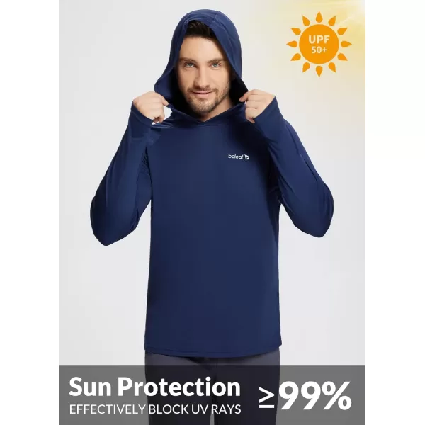 BALEAF Mens Sun Protection Hoodie Shirt UPF 50 Long Sleeve UV SPF TShirts Rash Guard Fishing Swimming LightweightStyle 1deep Blue