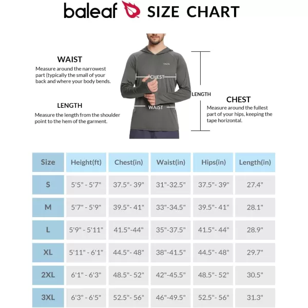 BALEAF Mens Sun Protection Hoodie Shirt UPF 50 Long Sleeve UV SPF TShirts Rash Guard Fishing Swimming LightweightStyle 1deep Gray