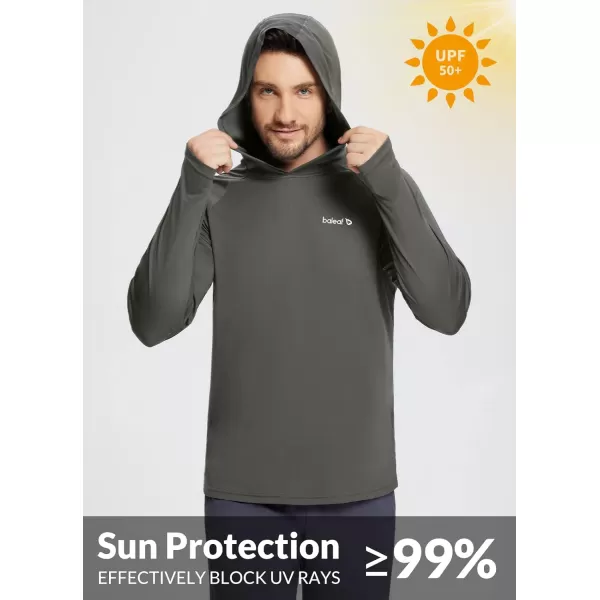 BALEAF Mens Sun Protection Hoodie Shirt UPF 50 Long Sleeve UV SPF TShirts Rash Guard Fishing Swimming LightweightStyle 1deep Gray