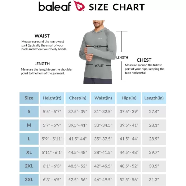 BALEAF Mens Sun Protection Hoodie Shirt UPF 50 Long Sleeve UV SPF TShirts Rash Guard Fishing Swimming LightweightStyle 1gray