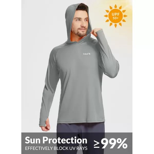 BALEAF Mens Sun Protection Hoodie Shirt UPF 50 Long Sleeve UV SPF TShirts Rash Guard Fishing Swimming LightweightStyle 1gray