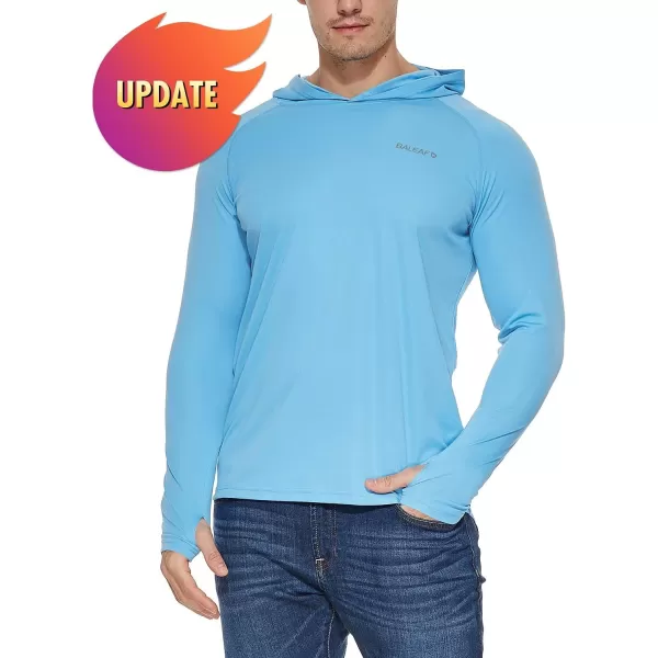 BALEAF Mens Sun Protection Hoodie Shirt UPF 50 Long Sleeve UV SPF TShirts Rash Guard Fishing Swimming LightweightStyle 1malibu Blue