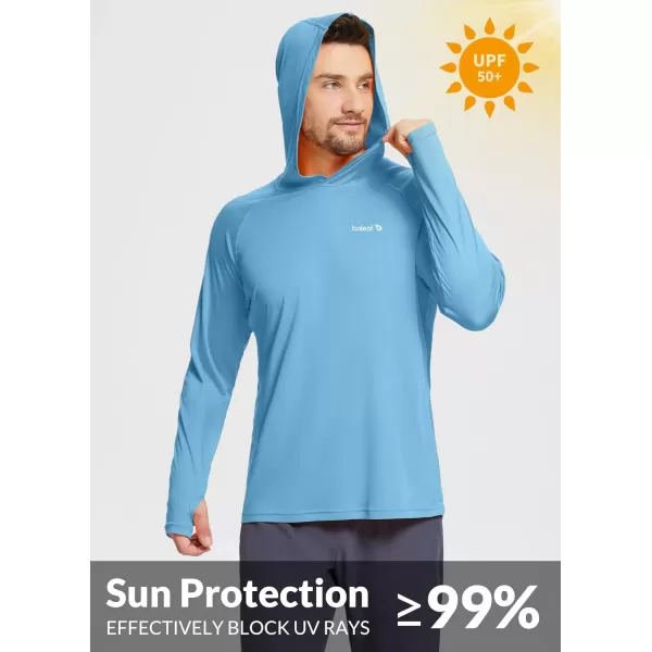 BALEAF Mens Sun Protection Hoodie Shirt UPF 50 Long Sleeve UV SPF TShirts Rash Guard Fishing Swimming LightweightStyle 1malibu Blue