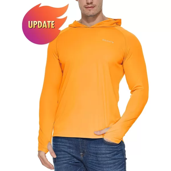 BALEAF Mens Sun Protection Hoodie Shirt UPF 50 Long Sleeve UV SPF TShirts Rash Guard Fishing Swimming LightweightStyle 1marigold