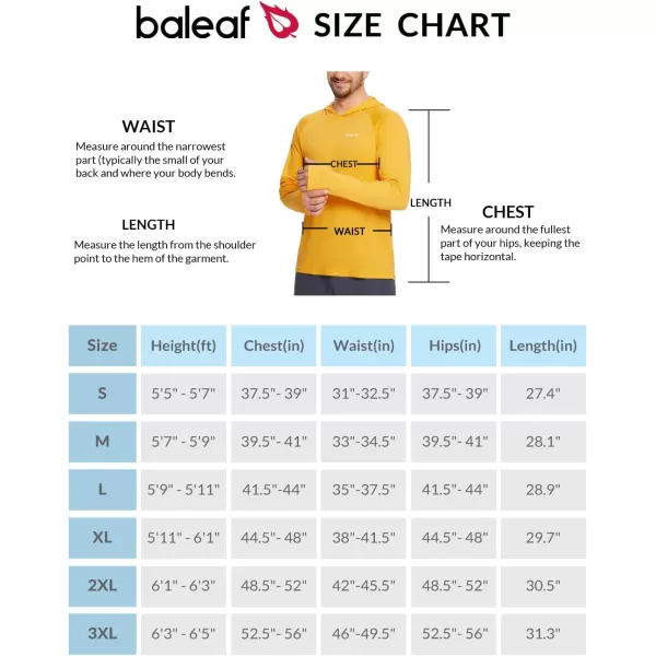 BALEAF Mens Sun Protection Hoodie Shirt UPF 50 Long Sleeve UV SPF TShirts Rash Guard Fishing Swimming LightweightStyle 1marigold