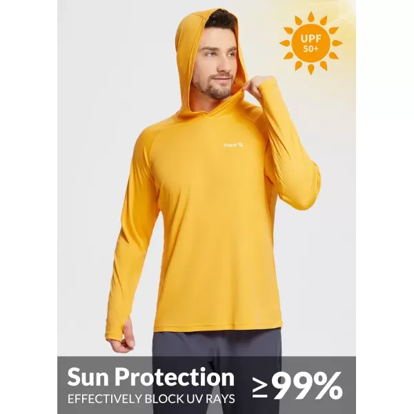 BALEAF Mens Sun Protection Hoodie Shirt UPF 50 Long Sleeve UV SPF TShirts Rash Guard Fishing Swimming LightweightStyle 1marigold