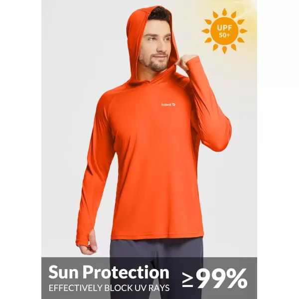 BALEAF Mens Sun Protection Hoodie Shirt UPF 50 Long Sleeve UV SPF TShirts Rash Guard Fishing Swimming LightweightStyle 1vermillion Orange