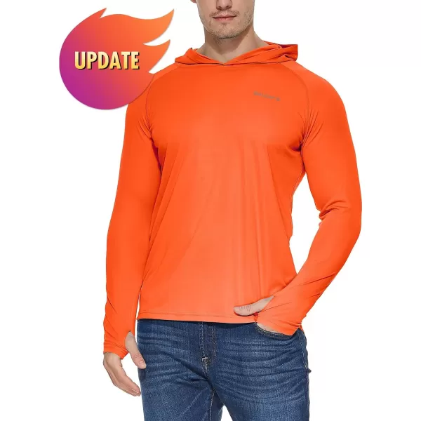 BALEAF Mens Sun Protection Hoodie Shirt UPF 50 Long Sleeve UV SPF TShirts Rash Guard Fishing Swimming LightweightStyle 1vermillion Orange