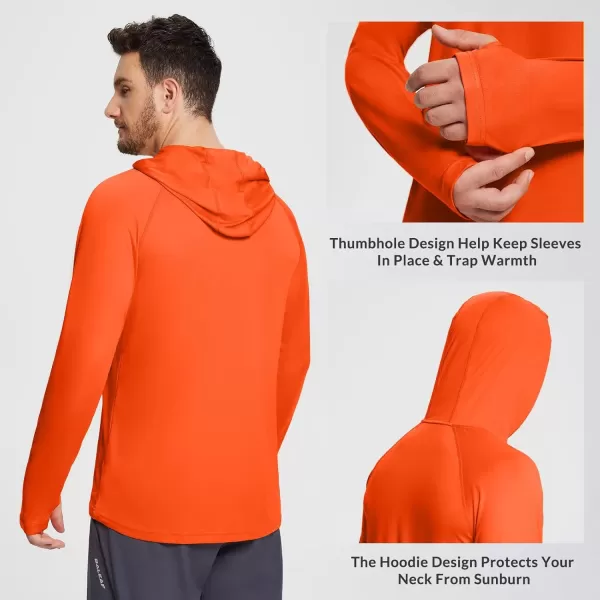 BALEAF Mens Sun Protection Hoodie Shirt UPF 50 Long Sleeve UV SPF TShirts Rash Guard Fishing Swimming LightweightStyle 1vermillion Orange