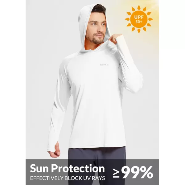 BALEAF Mens Sun Protection Hoodie Shirt UPF 50 Long Sleeve UV SPF TShirts Rash Guard Fishing Swimming LightweightStyle 1white