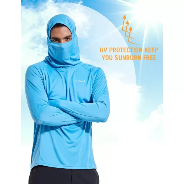 BALEAF Mens Sun Protection Hoodie Shirt UPF 50 Long Sleeve UV SPF TShirts with Mask Rash Guard Fishing Lightweight02blue