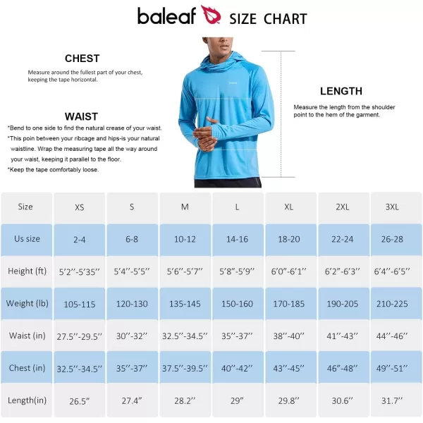 BALEAF Mens Sun Protection Hoodie Shirt UPF 50 Long Sleeve UV SPF TShirts with Mask Rash Guard Fishing Lightweight02blue