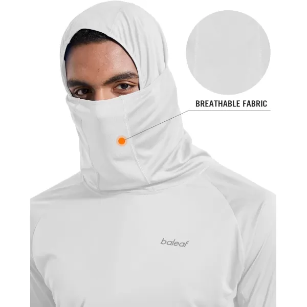 BALEAF Mens Sun Protection Hoodie Shirt UPF 50 Long Sleeve UV SPF TShirts with Mask Rash Guard Fishing Lightweight03white