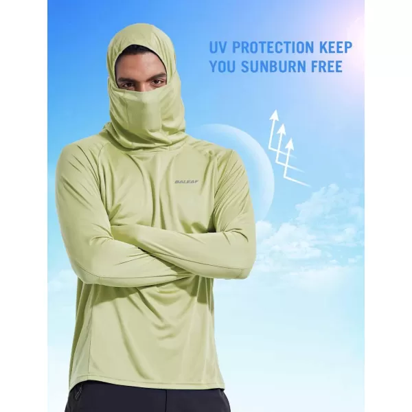 BALEAF Mens Sun Protection Hoodie Shirt UPF 50 Long Sleeve UV SPF TShirts with Mask Rash Guard Fishing Lightweight05pale Green