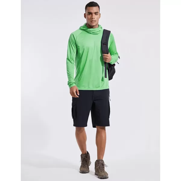 BALEAF Mens Sun Protection Hoodie Shirt UPF 50 Long Sleeve UV SPF TShirts with Mask Rash Guard Fishing Lightweight06light Green