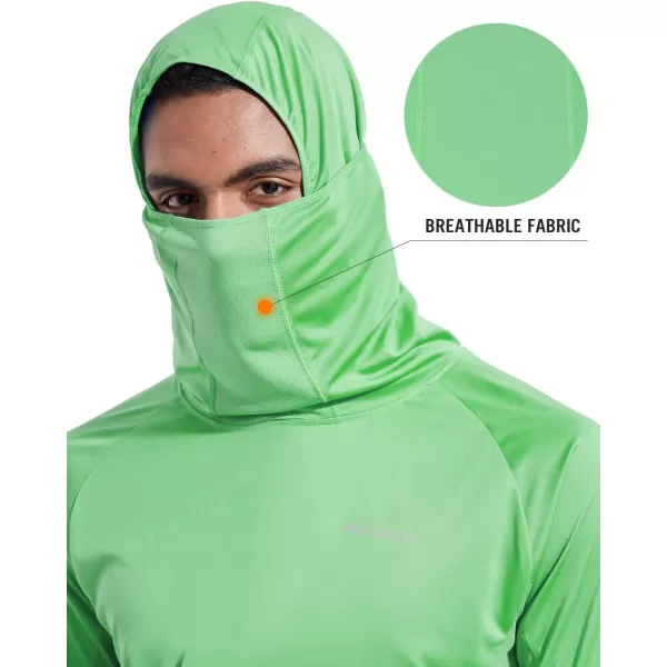 BALEAF Mens Sun Protection Hoodie Shirt UPF 50 Long Sleeve UV SPF TShirts with Mask Rash Guard Fishing Lightweight06light Green