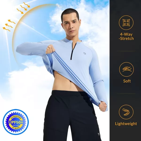 BALEAF Mens Sun Protection Shirts UPF 50 Long Sleeve Cycling Jersey UV SPF Rash Guard Lightweight Quick DryBlue