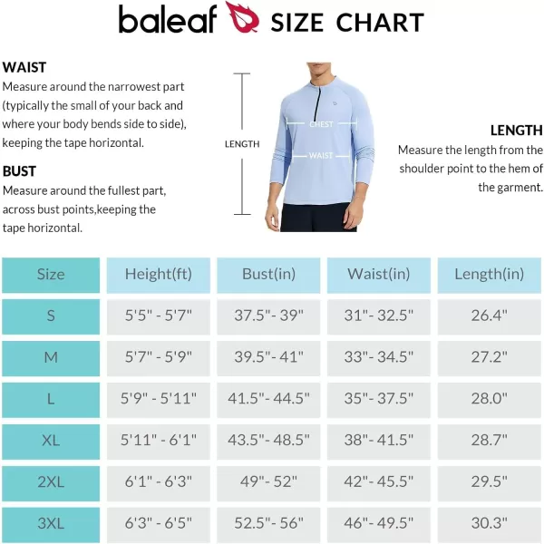 BALEAF Mens Sun Protection Shirts UPF 50 Long Sleeve Cycling Jersey UV SPF Rash Guard Lightweight Quick DryBlue