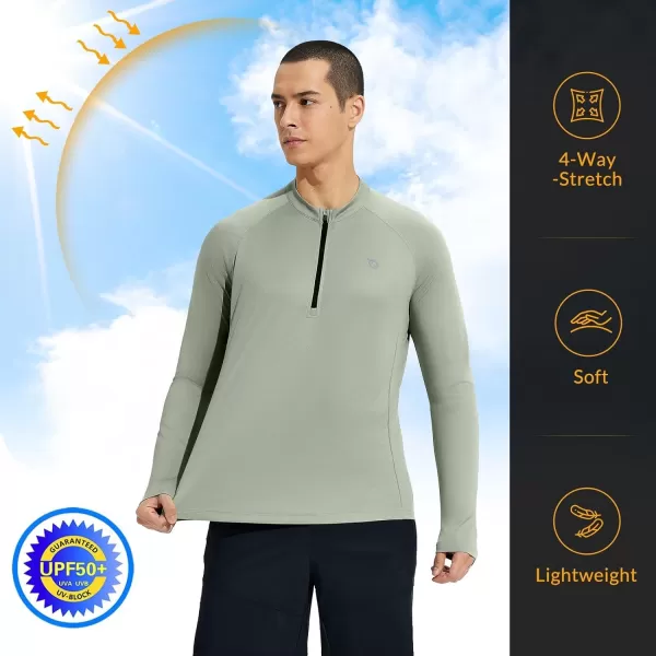 BALEAF Mens Sun Protection Shirts UPF 50 Long Sleeve Cycling Jersey UV SPF Rash Guard Lightweight Quick DryGreen