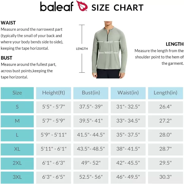 BALEAF Mens Sun Protection Shirts UPF 50 Long Sleeve Cycling Jersey UV SPF Rash Guard Lightweight Quick DryGreen