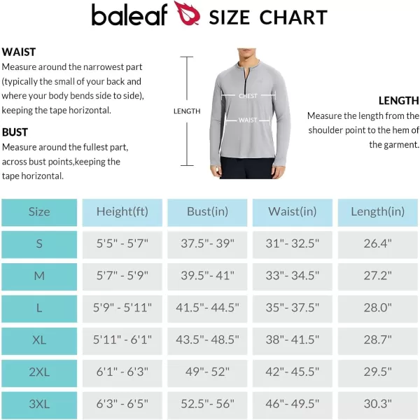 BALEAF Mens Sun Protection Shirts UPF 50 Long Sleeve Cycling Jersey UV SPF Rash Guard Lightweight Quick DryGrey