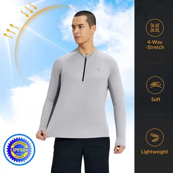 BALEAF Mens Sun Protection Shirts UPF 50 Long Sleeve Cycling Jersey UV SPF Rash Guard Lightweight Quick DryGrey