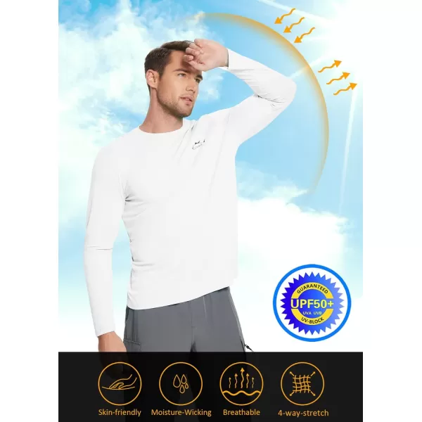 BALEAF Mens Sun Protection Shirts UV SPF Fishing Shirt UPF 50 Long Sleeve Rash Guard Swimming Quick DryWhite