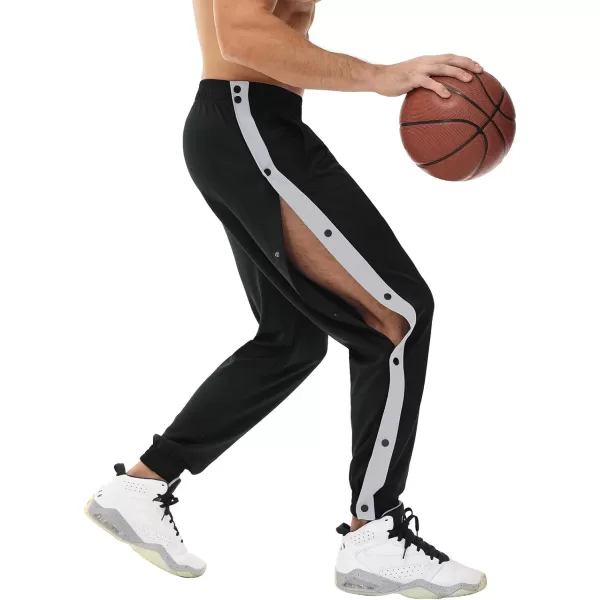 BALEAF Mens Tear Away Basketball Pants Loose Fit Active Sweatpants Casual Workout Track PantsBlack Grey