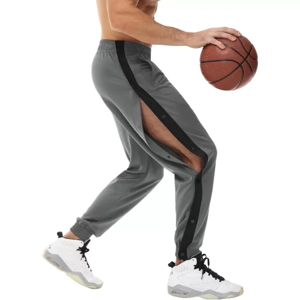 BALEAF Mens Tear Away Basketball Pants Loose Fit Active Sweatpants Casual Workout Track PantsDark Grey