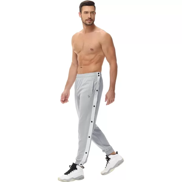 BALEAF Mens Tear Away Basketball Pants Loose Fit Active Sweatpants Casual Workout Track PantsGrey White