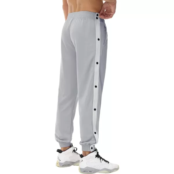 BALEAF Mens Tear Away Basketball Pants Loose Fit Active Sweatpants Casual Workout Track PantsGrey White