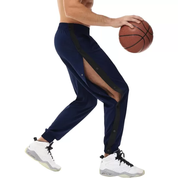 BALEAF Mens Tear Away Basketball Pants Loose Fit Active Sweatpants Casual Workout Track PantsNavy Black