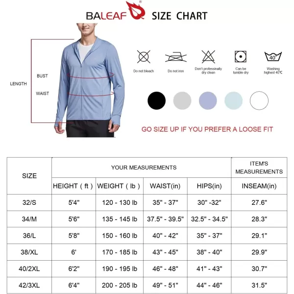 BALEAF Mens UPF 50 Full Zip Light Jacket Hooded Long Sleeve Cooling Shirt with Pocket Hiking Fishing Outdoor PerformanceInfinity Blue