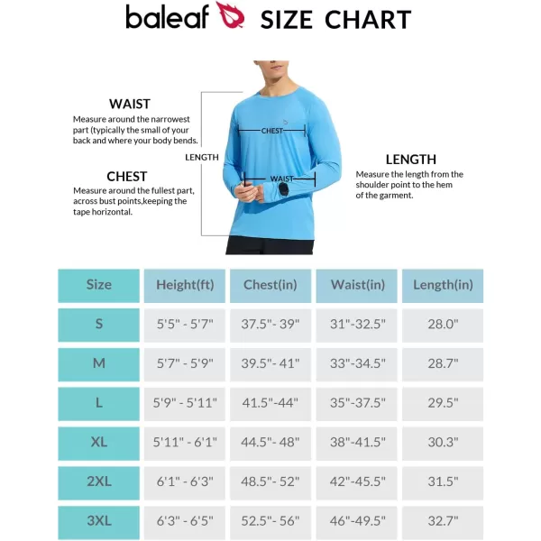 BALEAF Mens UPF 50 Sun Protection Shirts Zip Pockets UV SPF Clothing Lightweight Long Sleeve Rash Guard Quick DrySky Blue