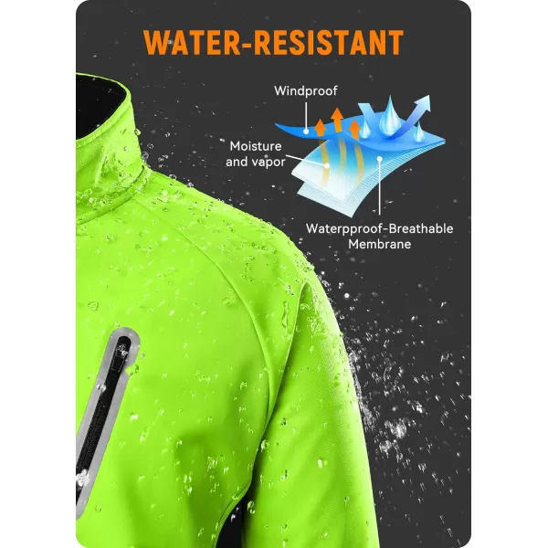 BALEAF Mens Winter Cycling Jackets Water Resistant Thermal Running Softshell Jacket Warm Cold Weather Pockets01green