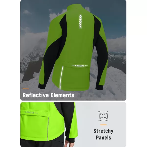 BALEAF Mens Winter Cycling Jackets Water Resistant Thermal Running Softshell Jacket Warm Cold Weather Pockets01green