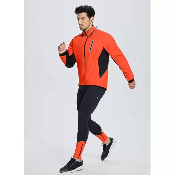 BALEAF Mens Winter Cycling Jackets Water Resistant Thermal Running Softshell Jacket Warm Cold Weather Pockets03orange