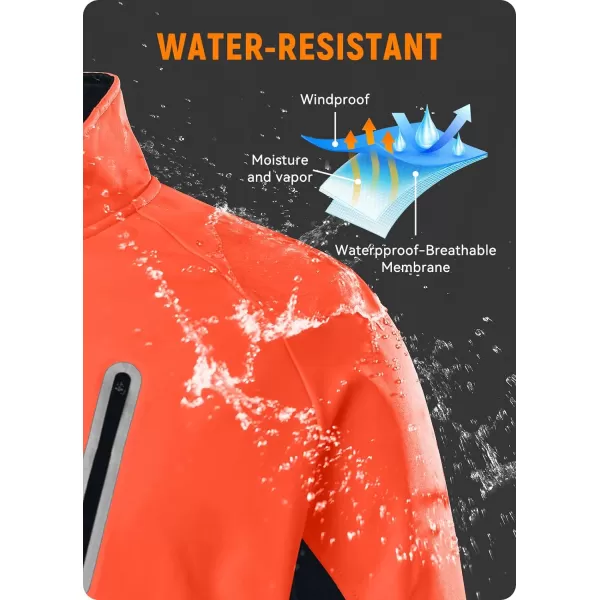 BALEAF Mens Winter Cycling Jackets Water Resistant Thermal Running Softshell Jacket Warm Cold Weather Pockets03orange