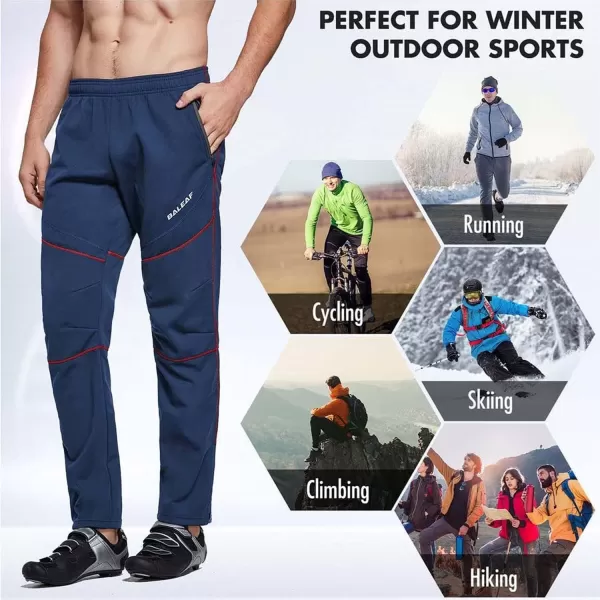 BALEAF Mens Winter Cycling Pants Mountain Bike Cold Weather Hiking Gear Windproof Fleece Lined Running Ski Bicycle ClothesA01blue