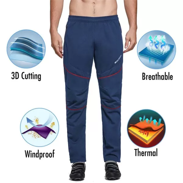 BALEAF Mens Winter Cycling Pants Mountain Bike Cold Weather Hiking Gear Windproof Fleece Lined Running Ski Bicycle ClothesA01blue