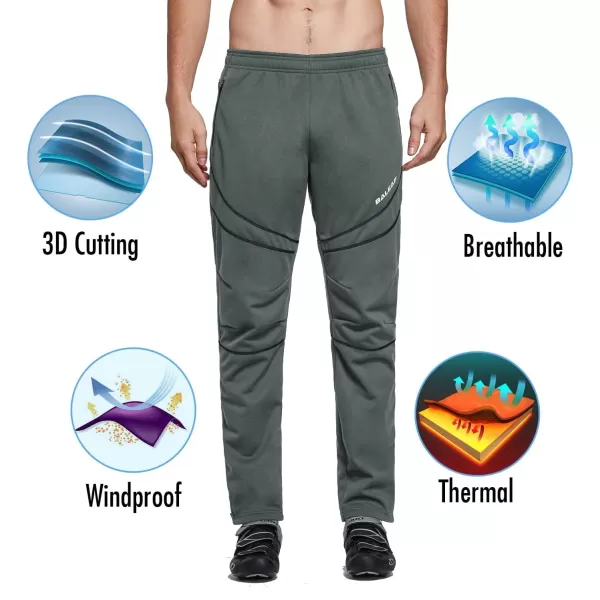BALEAF Mens Winter Cycling Pants Mountain Bike Cold Weather Hiking Gear Windproof Fleece Lined Running Ski Bicycle ClothesA01grey