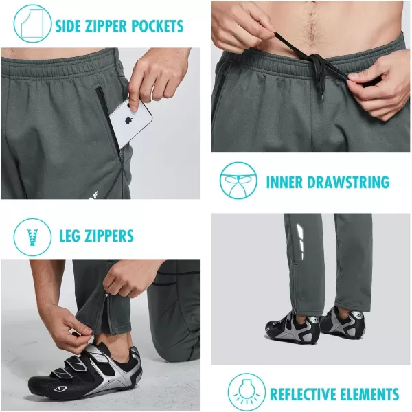 BALEAF Mens Winter Cycling Pants Mountain Bike Cold Weather Hiking Gear Windproof Fleece Lined Running Ski Bicycle ClothesA01grey