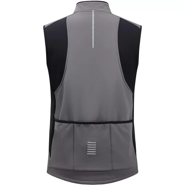 BALEAF Mens Winter Cycling Vest Reflective Running Warm Thermal Gilet Windproof Fleece Lined Jacket Outdoor Bicycle Gear03grey