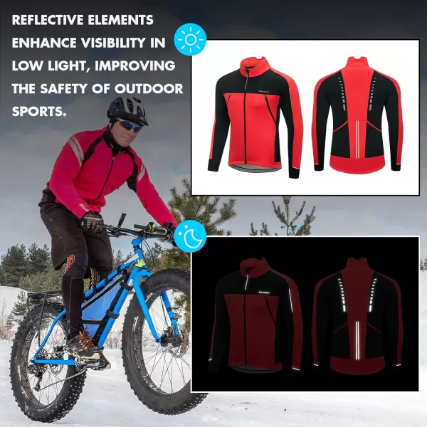 BALEAF Mens Winter Jacket Windproof Softshell Theraml Warm Pockets Cycling Running Mounatin Biking Cold Weather Gear01red