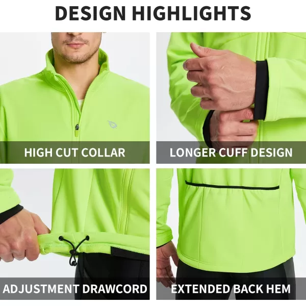 BALEAF Mens Winter Jacket Windproof Softshell Theraml Warm Pockets Cycling Running Mounatin Biking Cold Weather Gear02fluorescent Green