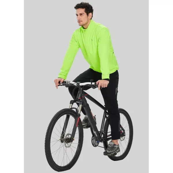 BALEAF Mens Winter Jacket Windproof Softshell Theraml Warm Pockets Cycling Running Mounatin Biking Cold Weather Gear02fluorescent Green