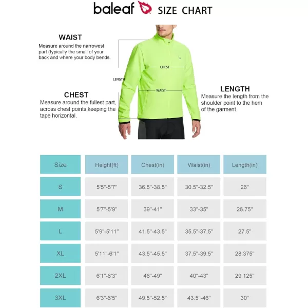 BALEAF Mens Winter Jacket Windproof Softshell Theraml Warm Pockets Cycling Running Mounatin Biking Cold Weather Gear02fluorescent Green